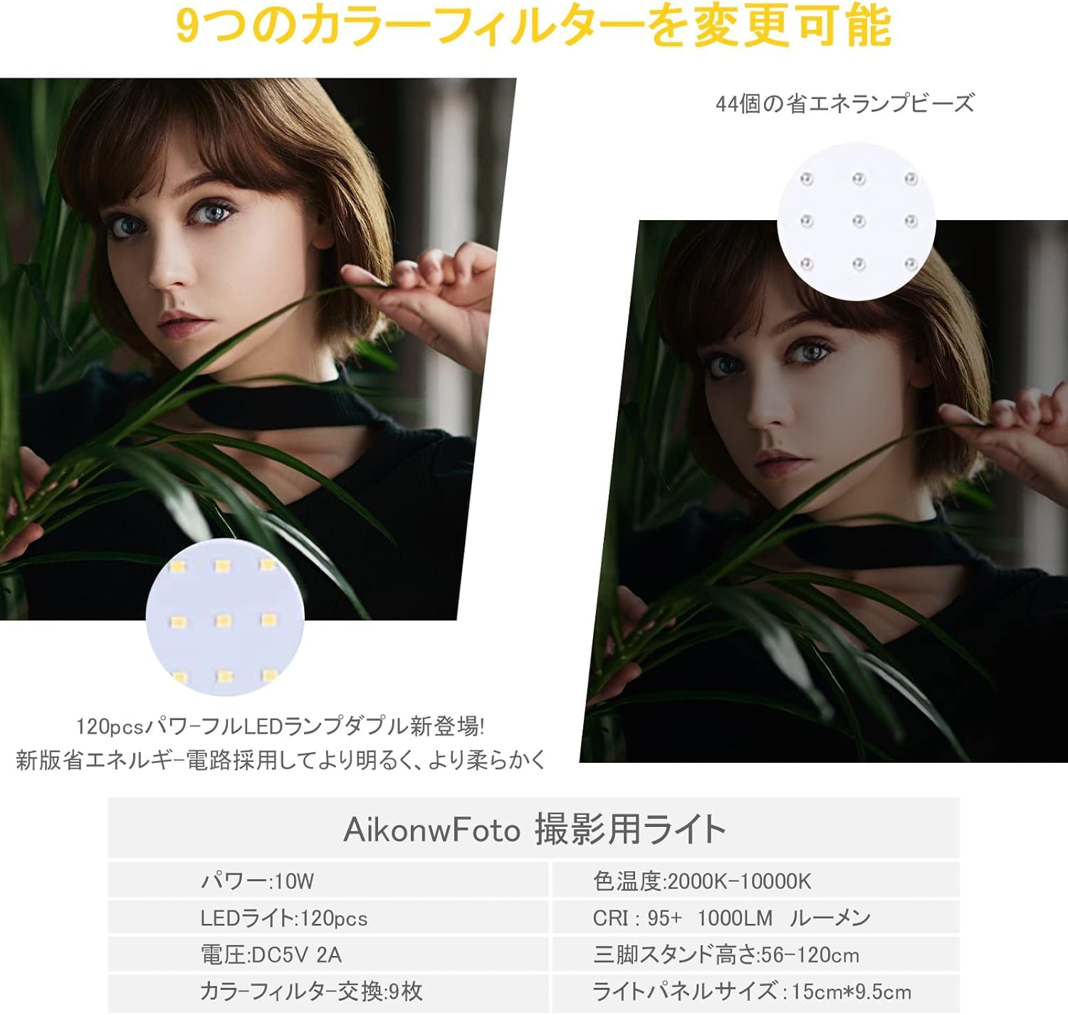 Amazon | AiknowFoto 撮影用ライト USB照明ライト2packセット 調光